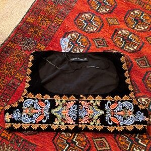 Zara Embroidered Black Velvet Best or Dirndl